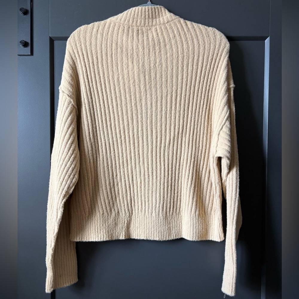 Free People Cream Ribbed Button Sweater - Picture 6 of 9